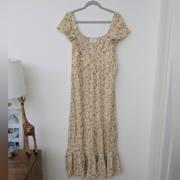 Pastel Yellow Floral Maxi Sundress - Picture 1 of 8